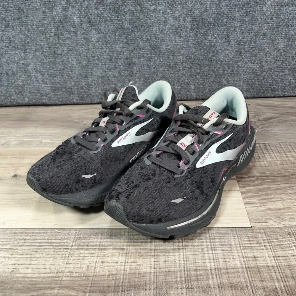 Brooks Adrenaline GTS 23 Running Shoes Womens 7 Support Sneakers Black Purple
